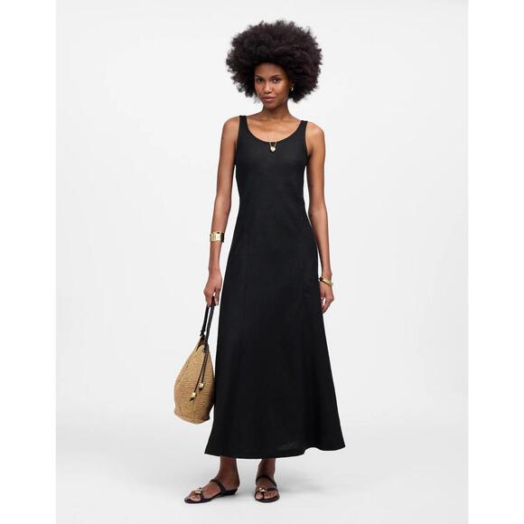 Madewell Dresses & Skirts - NWT! Madewell Scoopneck Sleeveless Midi Dress in 100% Linen Size 6